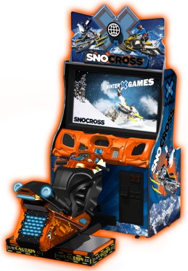 Winter X-Games SnoCross Arcade 42" Motion Platform Model - Snowmobile Racing Video Arcade Game From Raw Thrills
