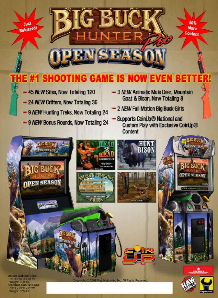 Big Buck Hunter Pro Open Season Video Arcade Game Brochure