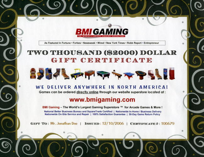BMI Gaming Gift Certificate