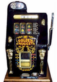 Golden Nugget Black Antique Reproduction Slot Machine By Mills Bell-O-Matic From BMI Gaming : 1-800-PINBALL