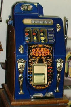 Golden Nugget Blue Antique Reproduction Slot Machine By Mills Bell-O-Matic From BMI Gaming : 1-800-PINBALL