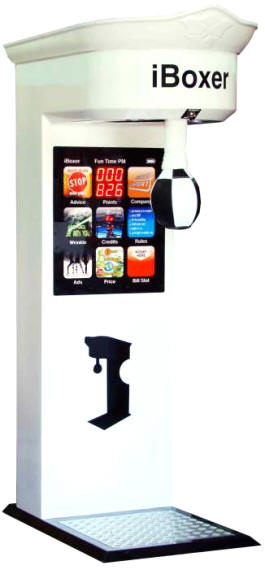 iBoxer Coin Operated Arcade Boxing Machine | Power Meter Strength Tester Game | White Model From Kriss-Sport