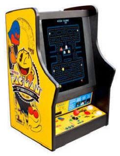 Pacman / Galaga / Ms. Pac Man 25th Anniversary Tabletop / Desktop / Countertop Video Arcade Game - Non-Coin Free Play Model From Namco Bandai America