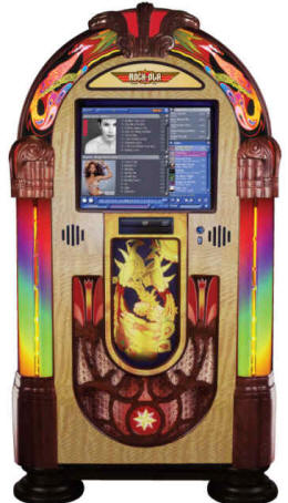 Peacock Music Center Touchscreen Digital Jukebox Model J-70266-A-PV3 By Rock Ola Jukeboxes