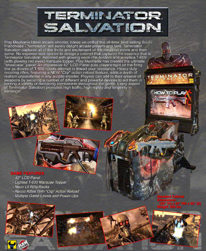 Terminator Salvation Arcade Brochure From Raw Thrills