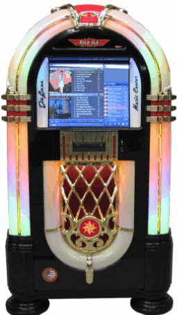 Rock-Ola Gloss Black Nostalgic Music CenterJukebox | Model QB8-PV4