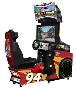 NASCAR Team Racing 32" Deluxe Model Video Arcade Driving Game From Global VR