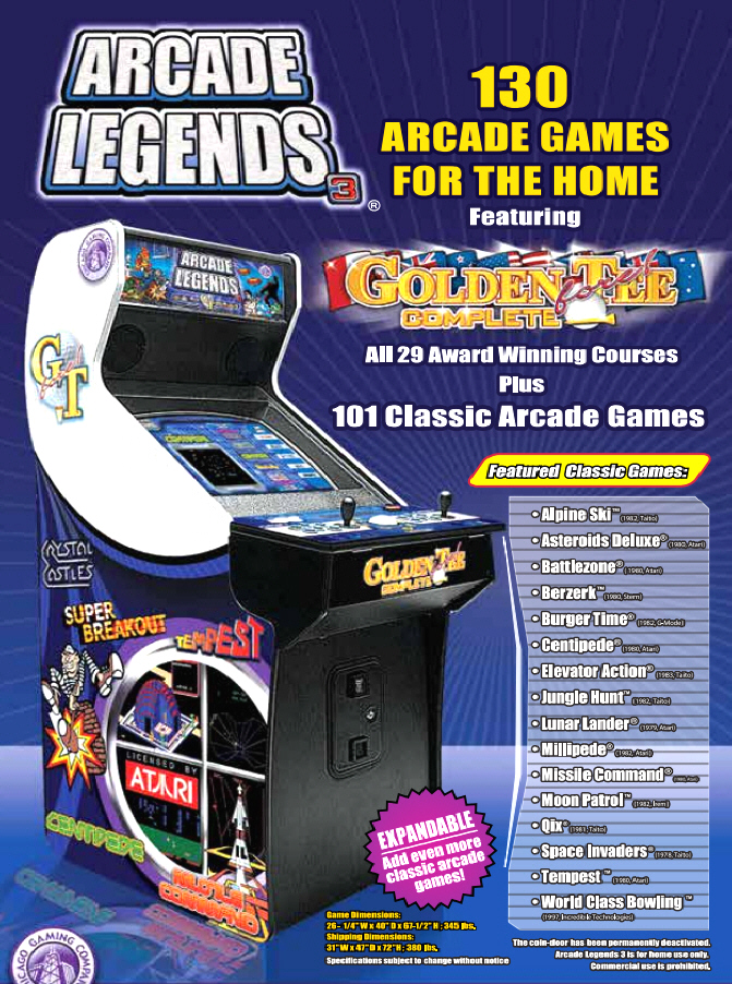 Arcade Legends 3 Upright Multi-Game Video Arcade Game Machine with 135  Pre-installed Games 