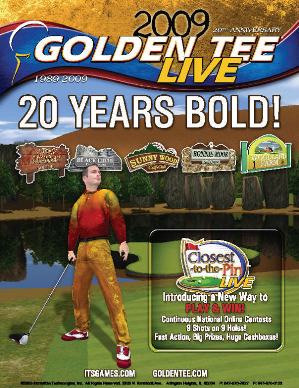 Golden Tee Golf Live 2009 Factory Game Brochure / Sales Flyer
