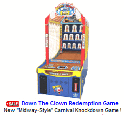 New Ticket Redemption Arcade Game For Sale : Down The Clown Carnival Redemption Game