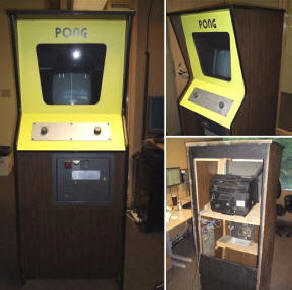 PONG Video Arcade Game Cabinet - Front, Side and Back Views - 1972 Atari