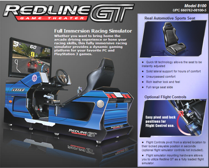 Redline GT Game Theater Full Immersion Racing Simulator Model 8100 From Chicago Gaming Company